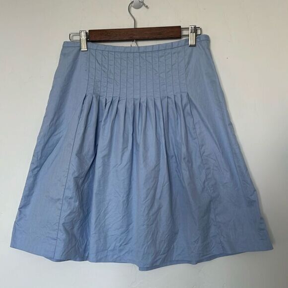 J.Crew Pleated A-Line Skirt Light Blue Cotton Blend Size 6 Petite - Picture 1 of 5